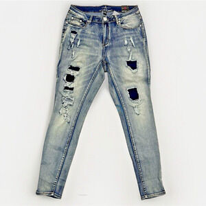 Ashley Stewart NWT‎ Jeans Size 12 Ripped Edgy Skinny Medium Blue Wash Distressed
